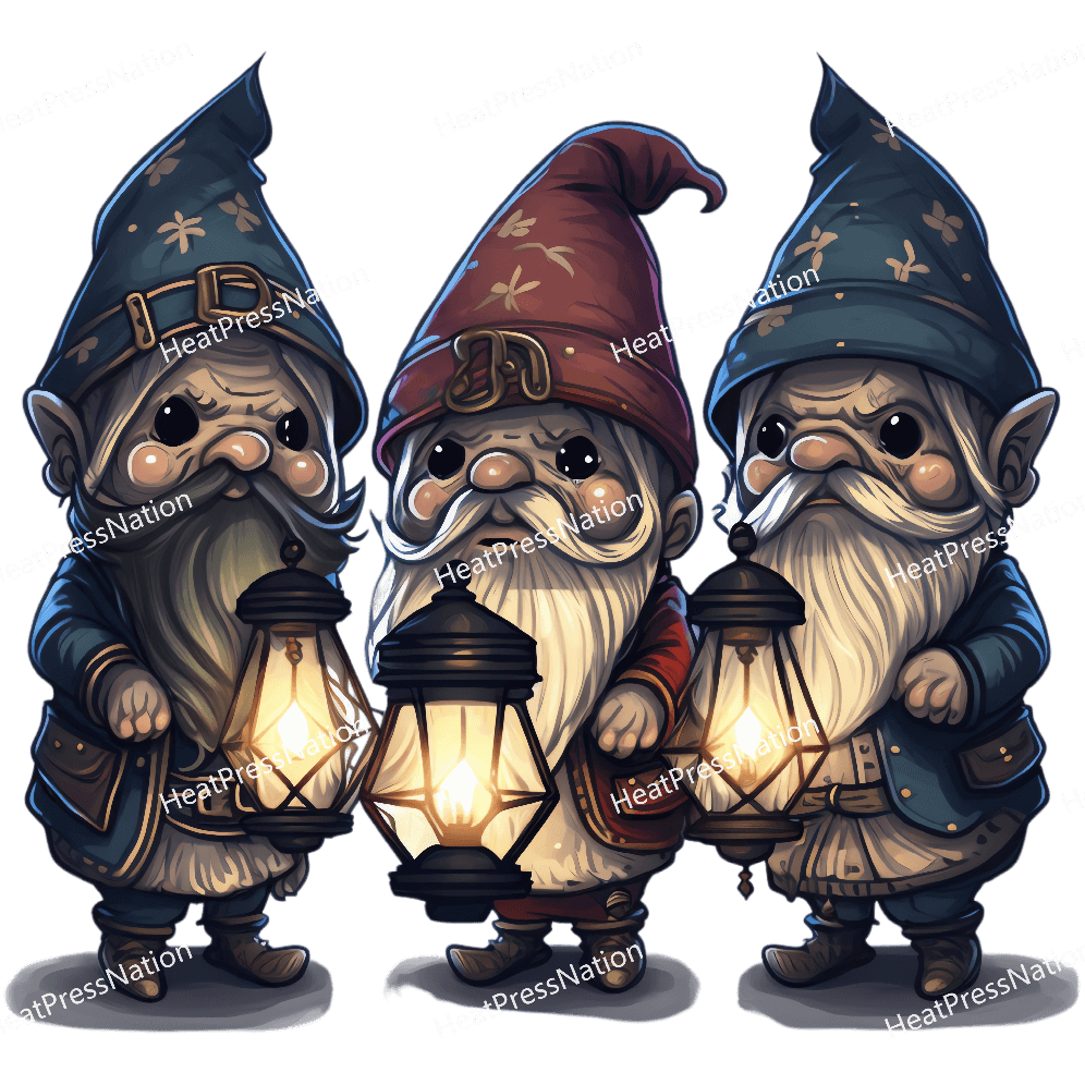 Gnomes with Laterns Design - HeatPressNation