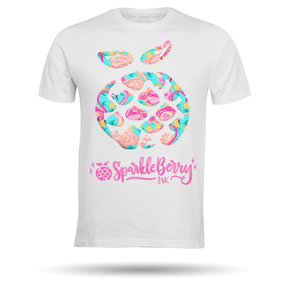 Sparkleberry Ink PATTERNED Heat Transfer Vinyl - Flamingos Mint - HeatPressNation