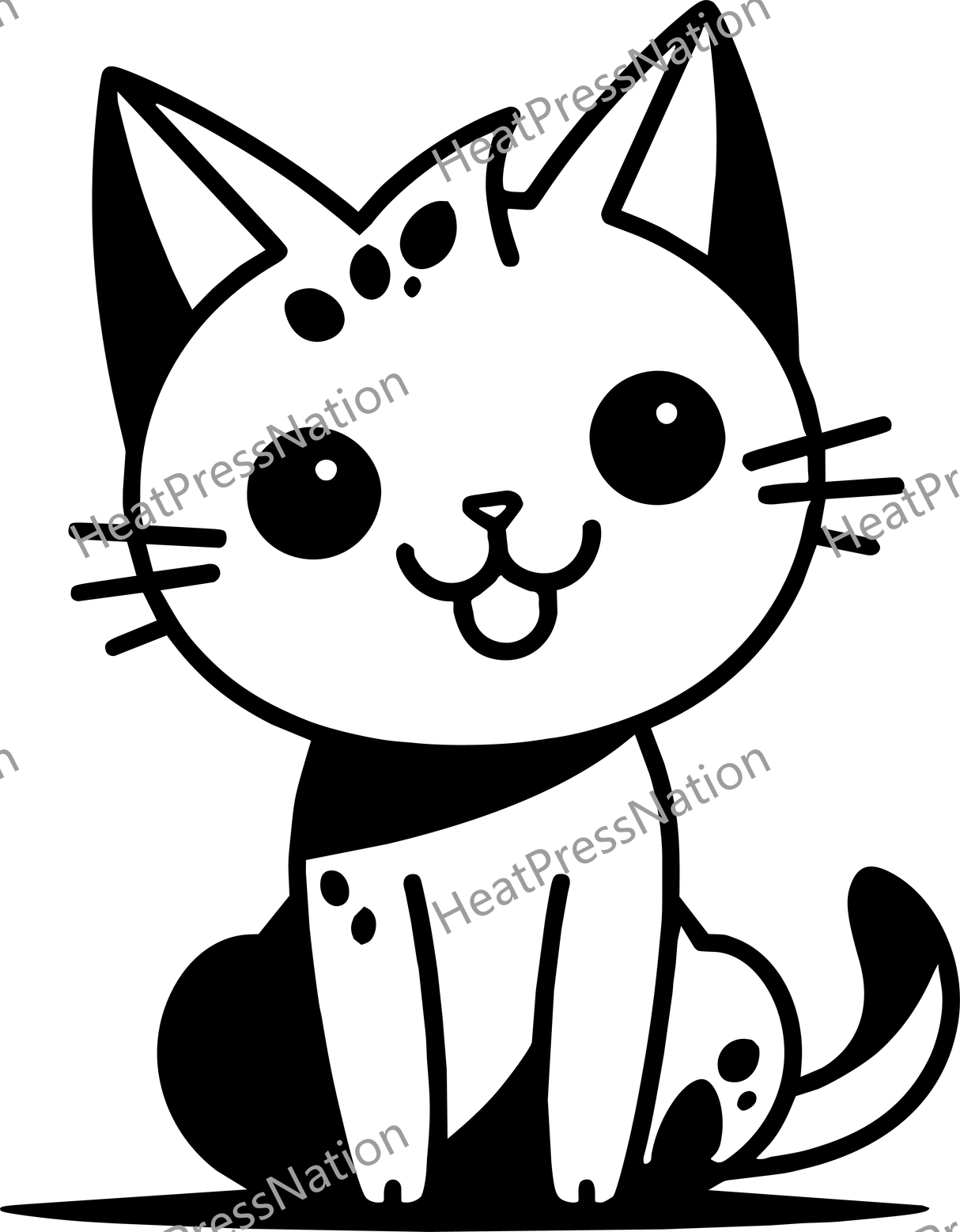 Smiling Cute Cat Vector Design - HeatPressNation