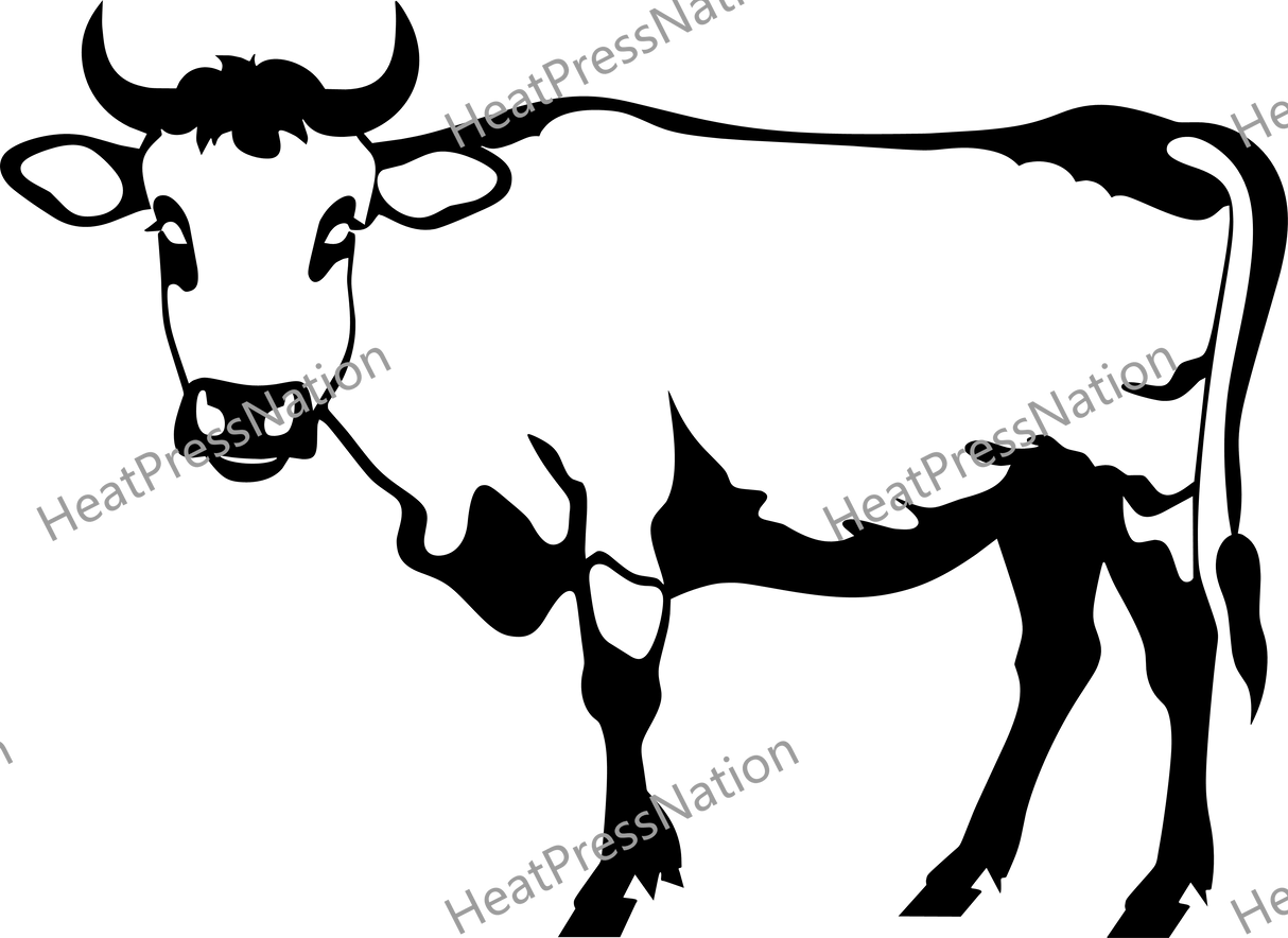 Standing Side Cow Vector Design - HeatPressNation