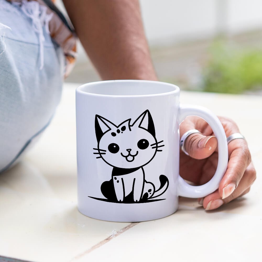 Smiling Cute Cat Vector Design - HeatPressNation