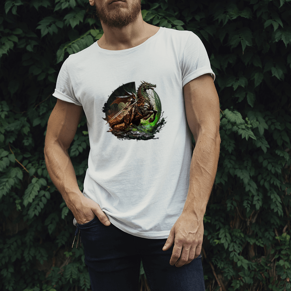 Sword Warrior on Dragon Design - HeatPressNation