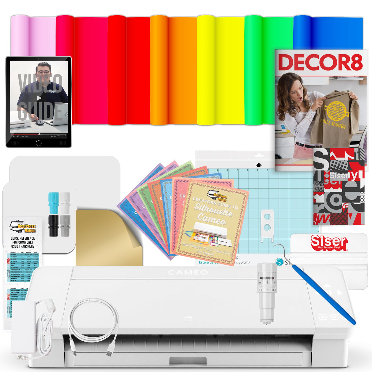 Silhouette Cameo 4 Siser Easyweed Fluorescent HTV Bundle - HeatPressNation