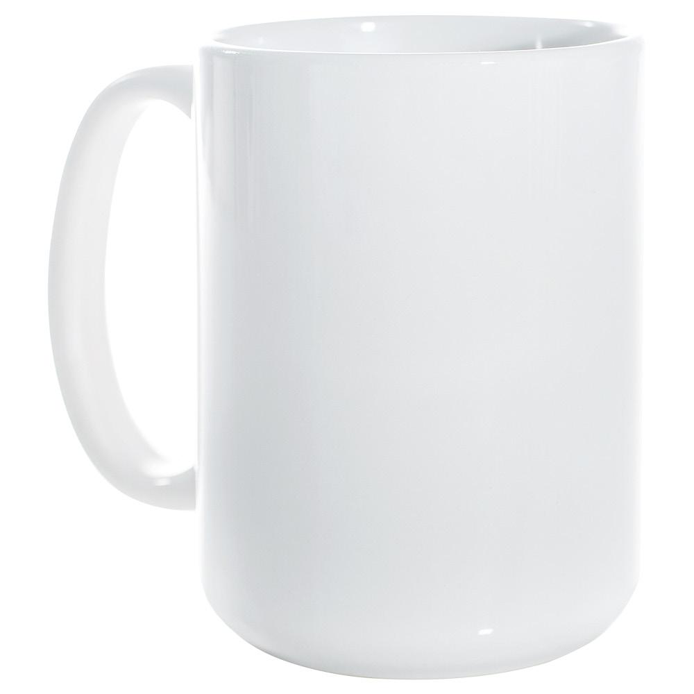 White Ceramic Sublimation Coffee Mug with Colored Rim/Handle - 15oz