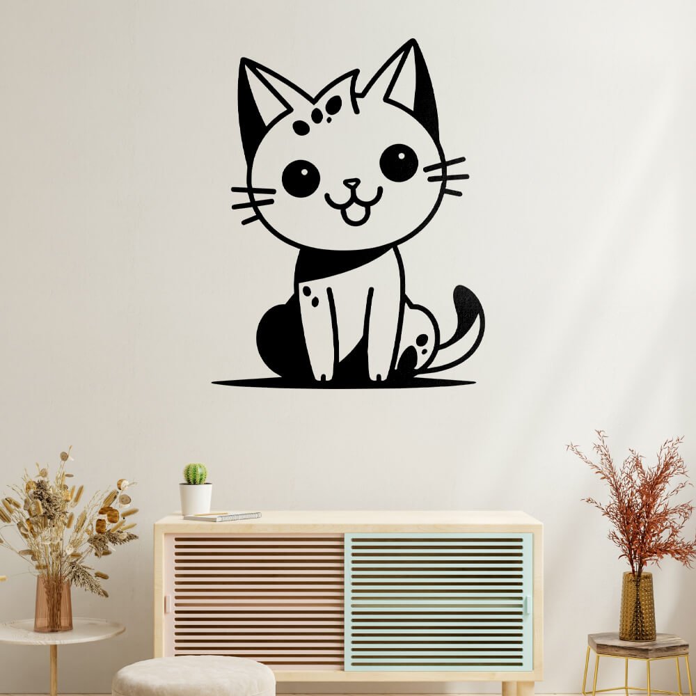 Smiling Cute Cat Vector Design - HeatPressNation