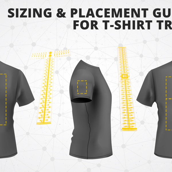 Sizing chart with several common sizes for design images added to t-shirts.  Learn more at TransferExpress.com