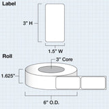 Uninet 15" x 3" Die Cut White Gloss Polyester for IColor 200 / 250 (600 labels/roll)