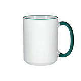 HPN ORCA Premium 15 oz. Color Rim + Handle Sublimation Ceramic Mug - 36 per Case