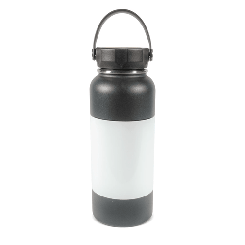 HPN SubliCraft 32 oz. Black Sublimation Stainless Steel Summit Bottle with White Patch - 25 Per Case