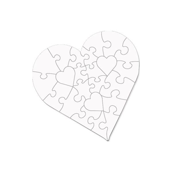 Unisub Heart Sublimation 23 piece Hardboard Puzzle - Gloss White/Raw Back