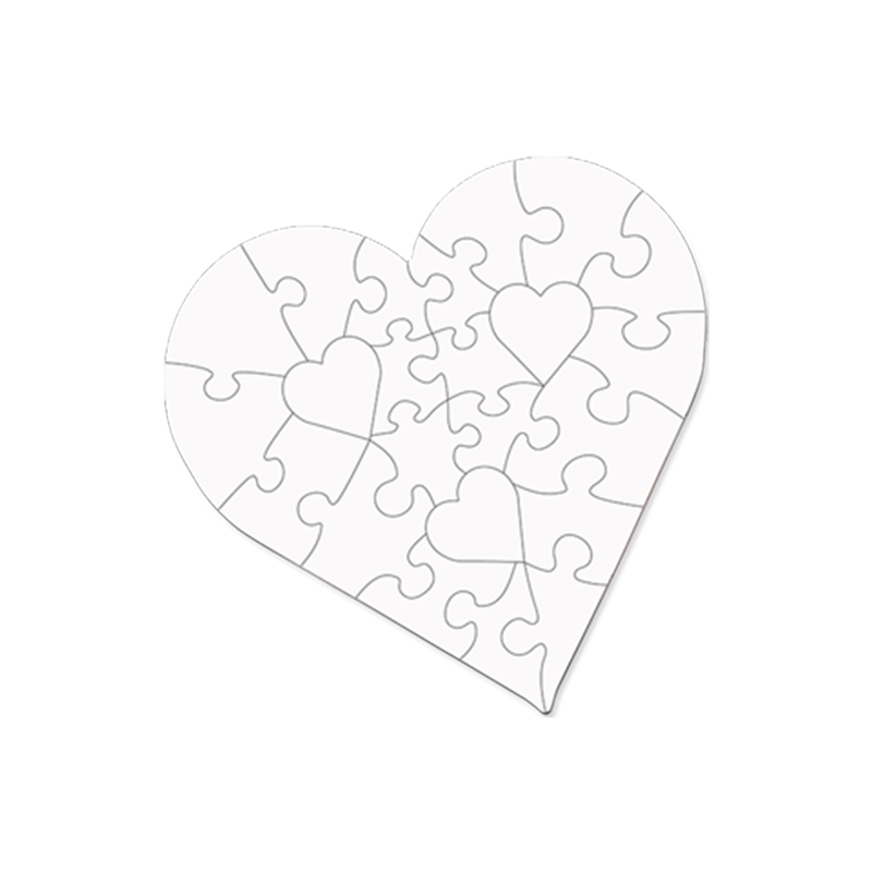 Unisub Heart Sublimation 23 piece Hardboard Puzzle - Gloss White/Raw Back