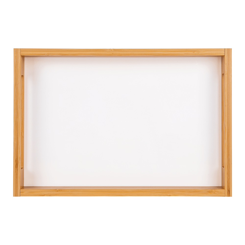 Unisub Large Modern Natural Wood Serving Tray w/ 11.31" x 17.13" Sublimatable Hardboard Insert - HeatPressNation