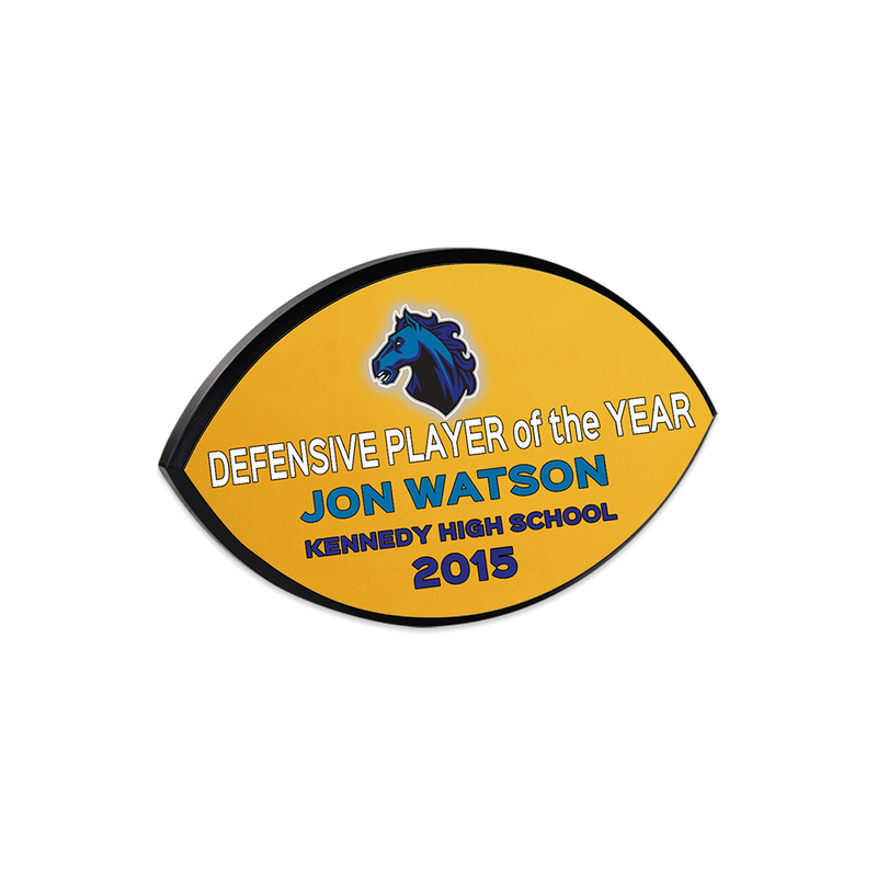 Unisub 10" x 6" Football Sublimation MDF Plaque - Gloss White/Black Back