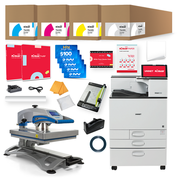 PC Universal Sublimation Bundle with Printer, Flat bed Heat Press Machine  for T-shirts, Transfer Paper, Heat Tape, ALL INCLUDED