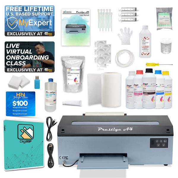 DTF Station 8" Prestige A4 DTF Printer with Ink, Film, and Supplies - Classic Black and Grey