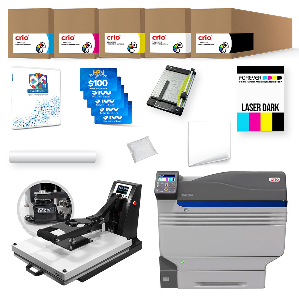 Crio 9541WDT White Toner Laser DTF Printer Advanced Bundle
