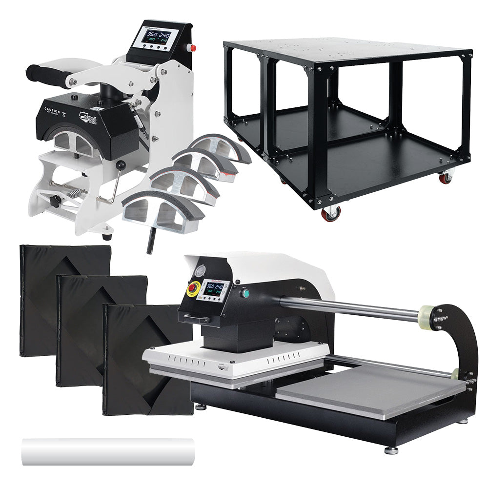 HPN Signature Series Business Package - 16" x 20" Dual Station Pneumatic Heat Press and Cap Press