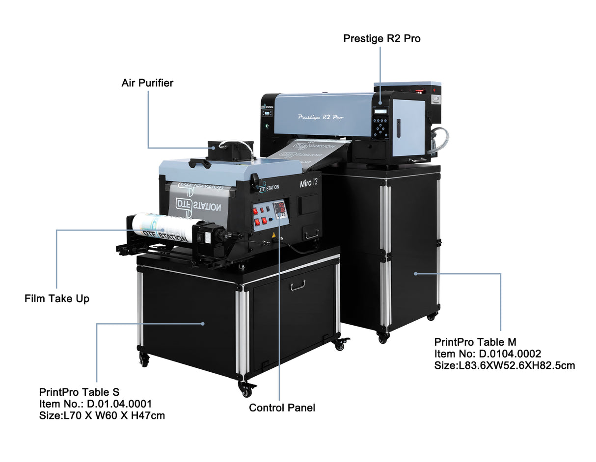 DTF Station PrintPro-Tabellen 
