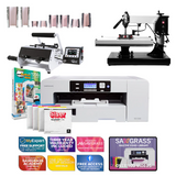 Sawgrass Virtuoso SG1000 Siser EasySubli-Drucker mit 16 x 20 Zoll großer Swing-Away-Hitzepresse der Signature-Serie und 8-in-1-Tassenpresse 