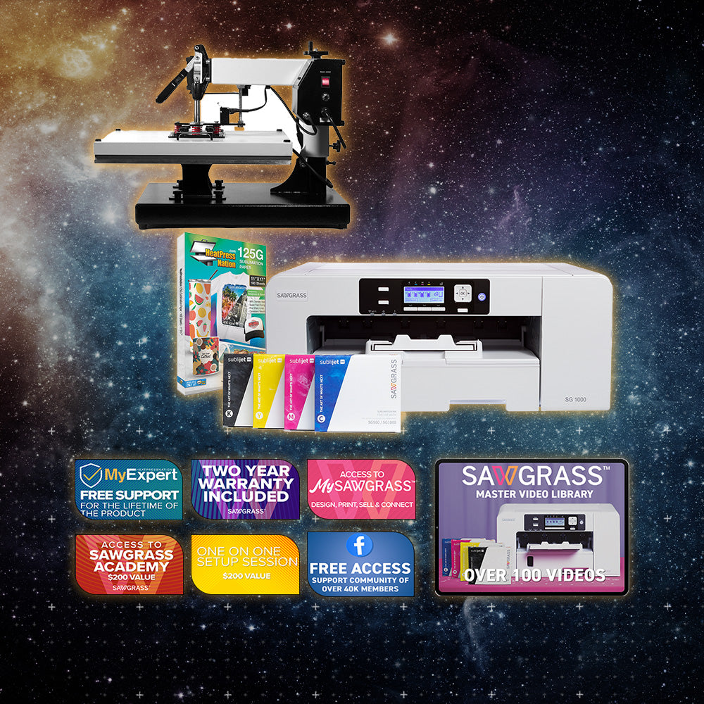 Sawgrass Virtuoso SG1000 Sublijet Sublimation Printer with Signature Series 16" x 20" Swing-Away Heat Press