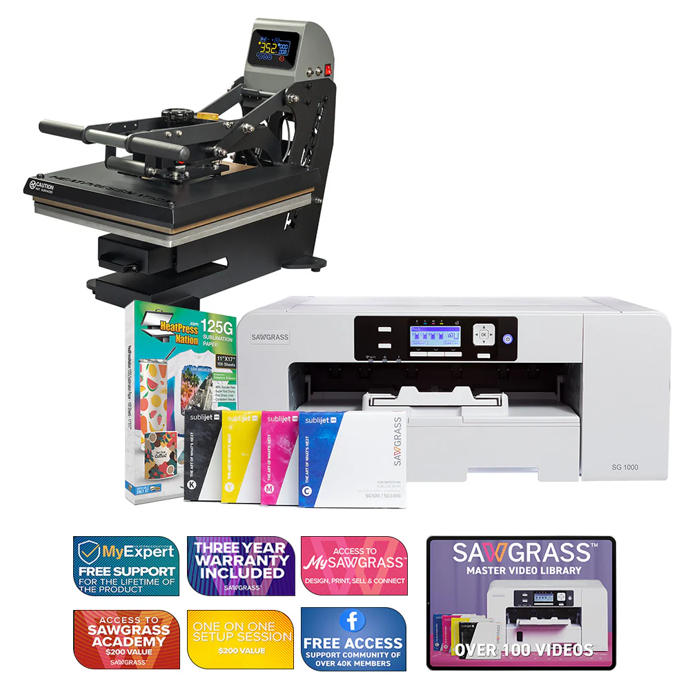 Sawgrass Virtuoso SG1000 Sublijet-Sublimationsdrucker mit TrueSpec 16" x 20" Hybrid-Heißpresse 