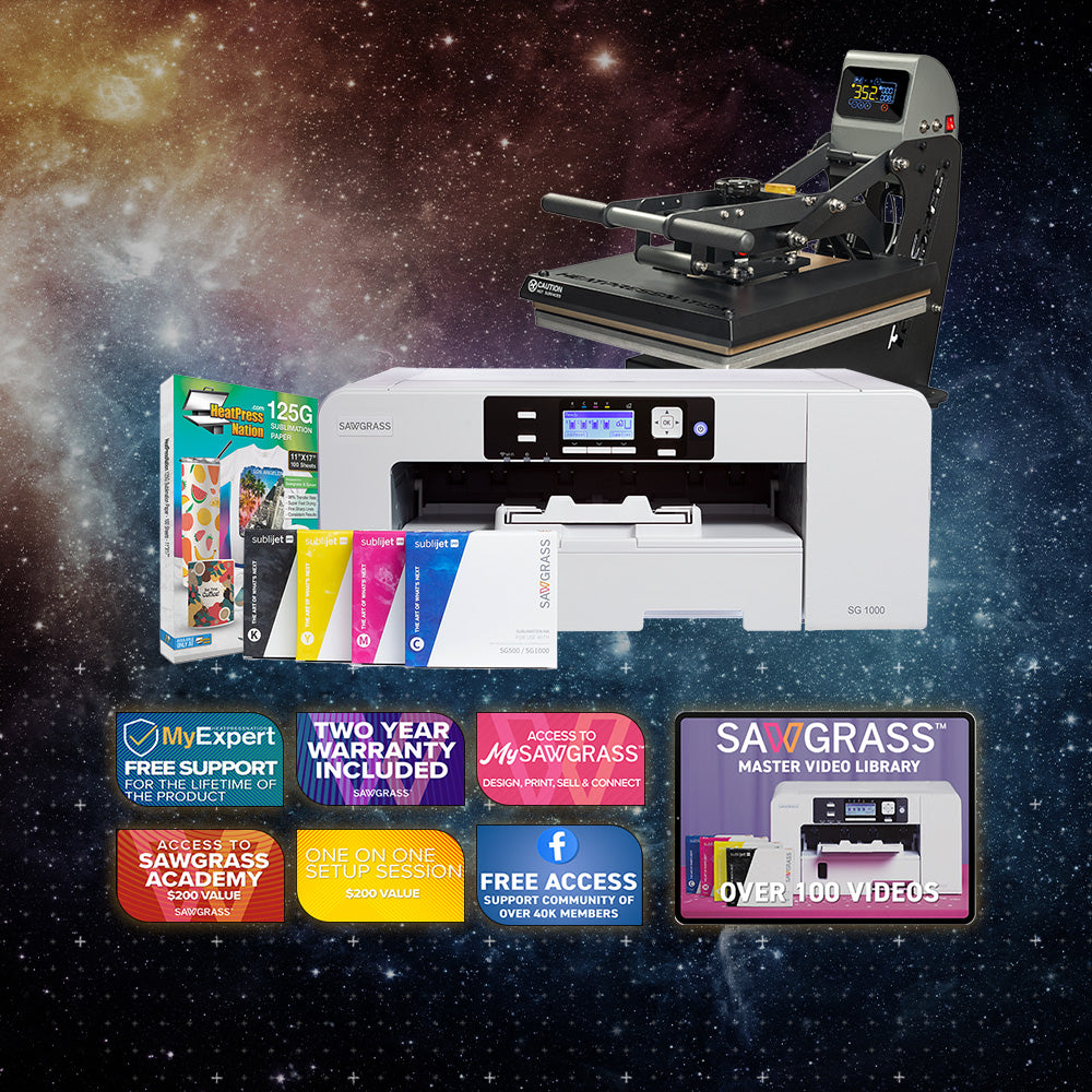 Sawgrass Virtuoso SG1000 Sublijet Sublimation Printer with TrueSpec 16" x 20" Hybrid Heat Press