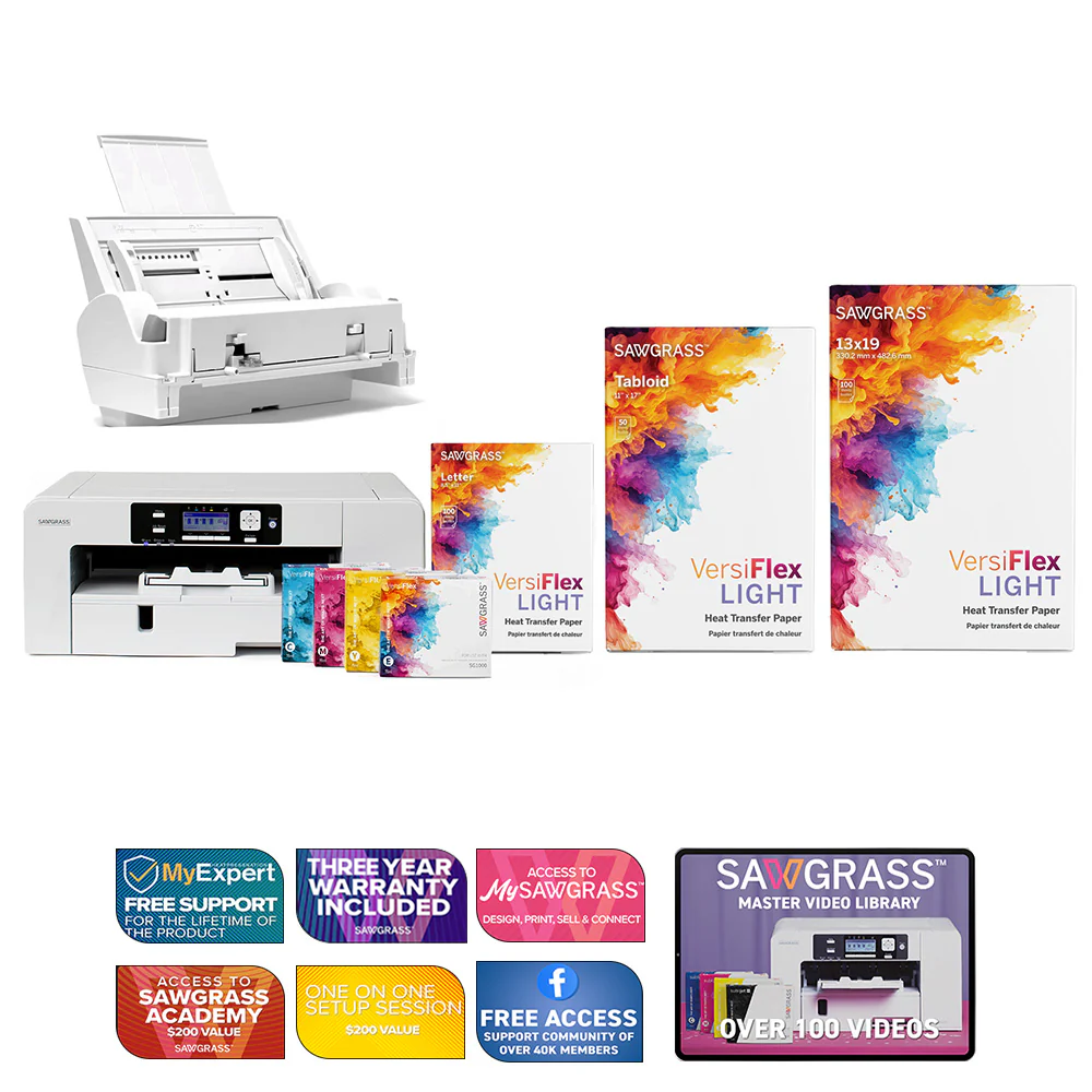 Sawgrass Virtuoso SG1000 VersiFlex Hybrid Decorating System - Extended Bundle with Bypass Tray