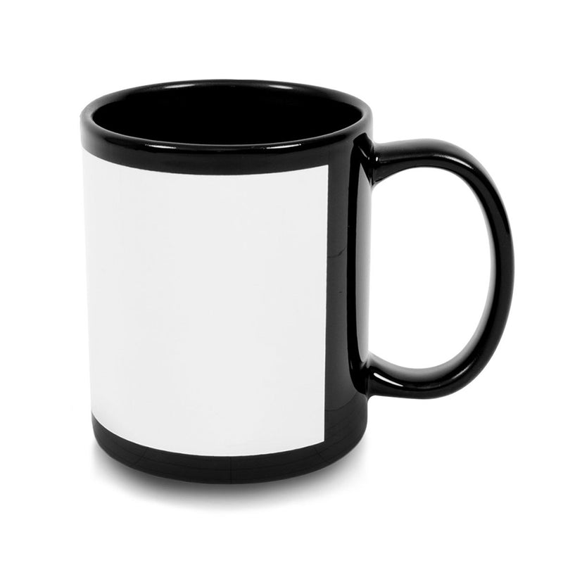 11 oz. Black ORCA Ceramic Mugs with White Sublimation Patch - 36 Per Case