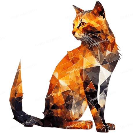 Geometric Orange Cat Design - HeatPressNation