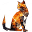 Geometric Orange Cat Design