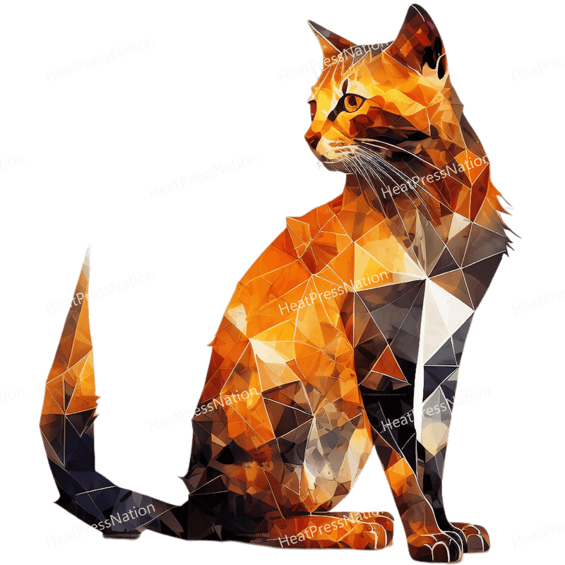 Geometric Orange Cat Design