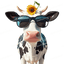 Cow with Dark Glasses Design