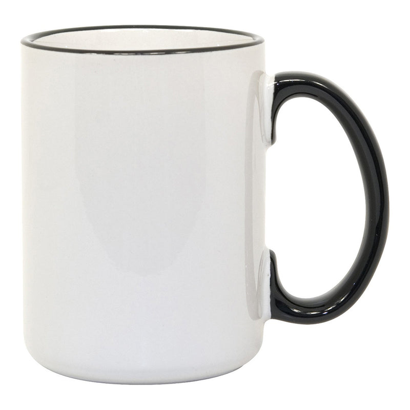 White Ceramic Sublimation Coffee Mug with Colored Rim/Handle