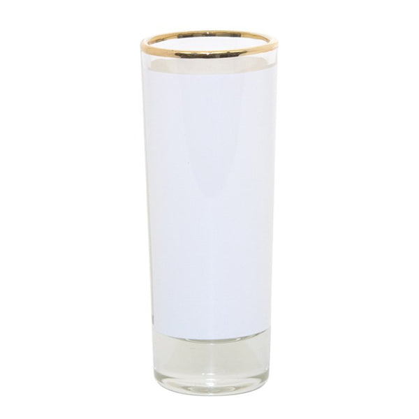 2 oz. Sublimation Glass Shooter with Gold Rim - 144 Per Case