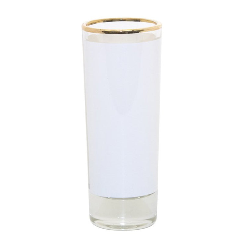 2 oz. Sublimation Glass Shooter with Gold Rim - 144 Per Case