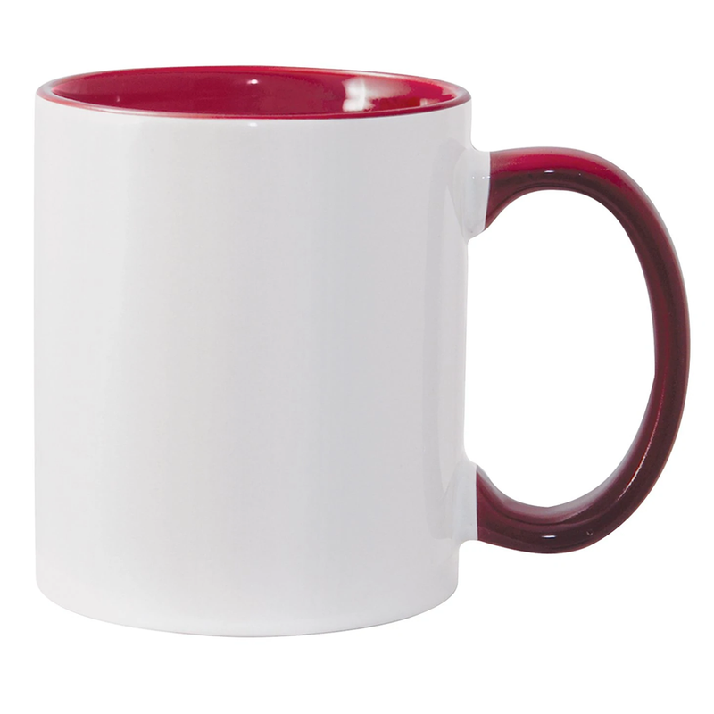 White Ceramic Sublimation Coffee Mug with Colored Inside/Handle - 11oz.