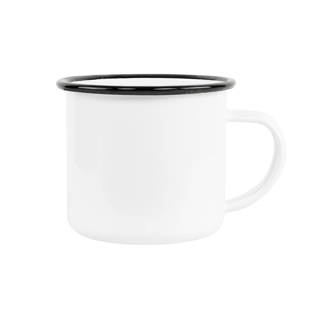 Heat Press Nation SubliCraft 12 oz. Sublimation Fine Enamel Mug with Black Rim- 48 per Case