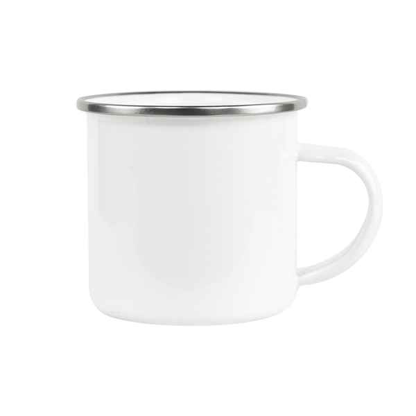 HPN SubliCraft 12 oz. Sublimation Fine Enamel Mug with Silver Rim - 48 per Case