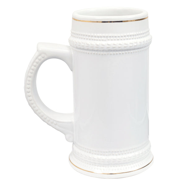 22 oz. ORCA Ceramic Sublimation Beer Stein with Gold Trim - 18 Per Case