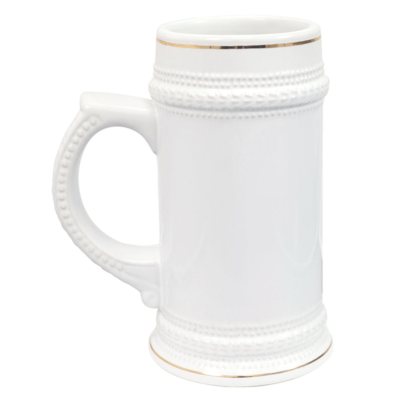 22 oz. ORCA Ceramic Sublimation Beer Stein with Gold Trim - 18 Per Case