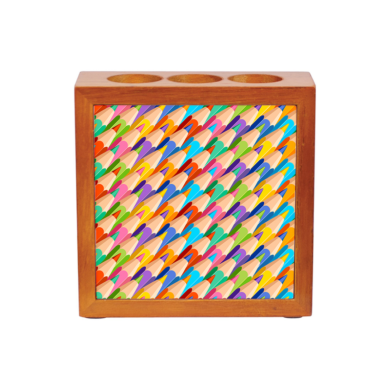 HPN SubliCraft 4" x 4" Cherry Sublimation Wooden Pencil Holder - 40 per Case