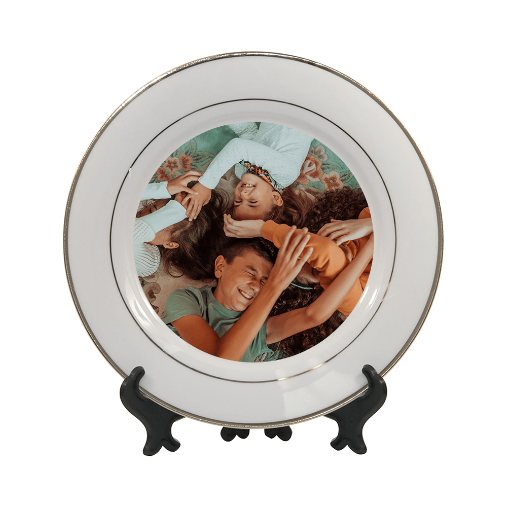 HPN SubliCraft 8" Sublimation Ceramic Plate with Gold Trim - 36 per Case - HeatPressNation