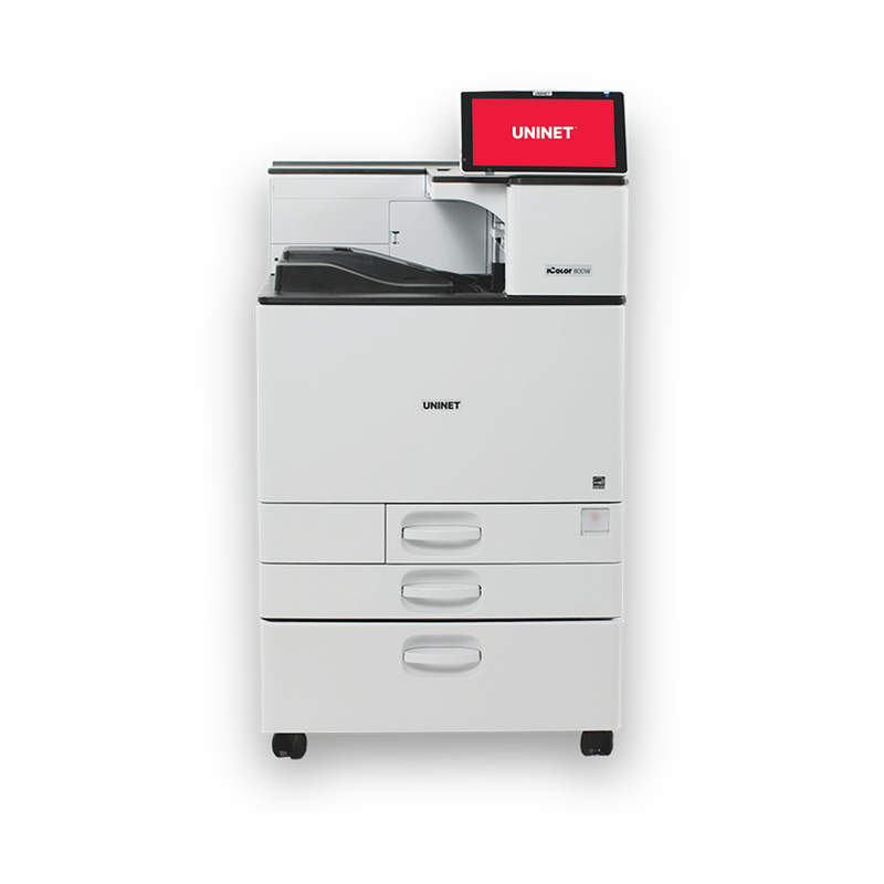 Uninet IColor 800W Pro White Toner DTF Printer with IColor ProRIP, SmartCUT Software, and Rolling Cart Storage