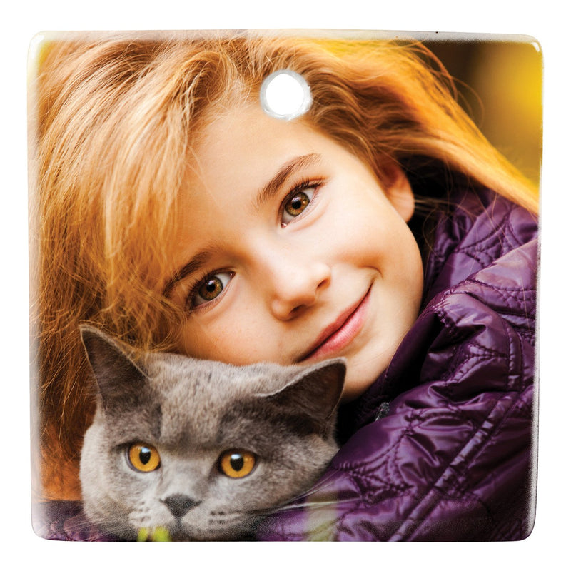 HPN SubliCraft 3" Square Sublimation Ceramic Ornament with Hole - 100 per Case