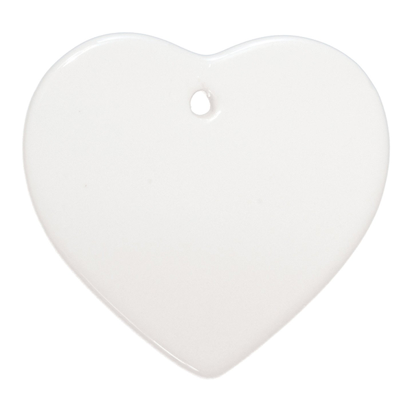 HPN SubliCraft 3" Heart Sublimation Ceramic Ornament with Hole - 100 per Case