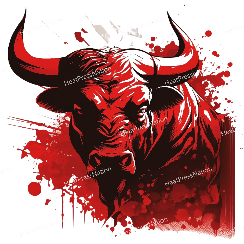 Dark Red Bull Design - HeatPressNation