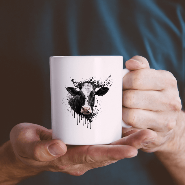 Splatter Monochrome Cow Design - HeatPressNation