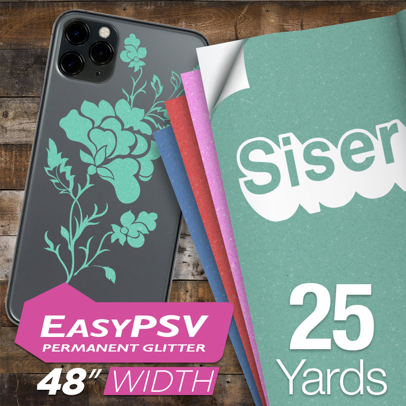 Siser EasyPSV Glitter Permanent Adhesive Sticker Vinyl - 48" x 25 Yards