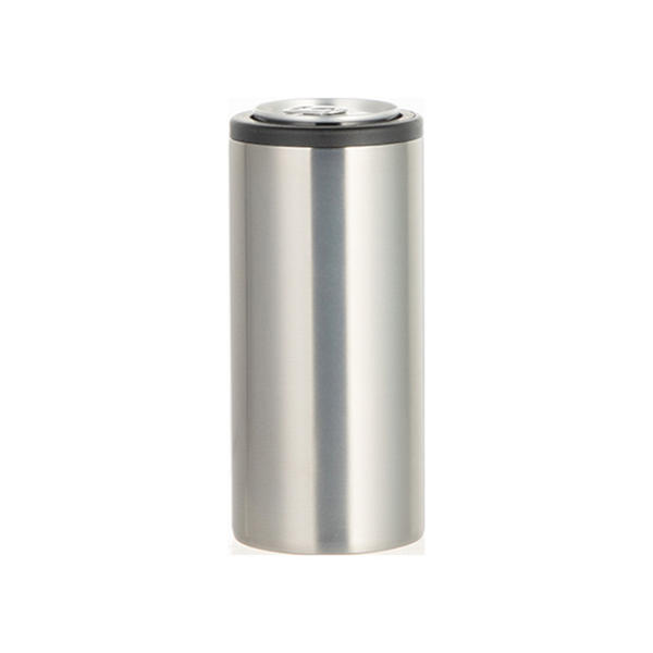 HPN SubliCraft Silver Sublimation Stainless Steel Can Cooler for Skinny 12 oz. Cans