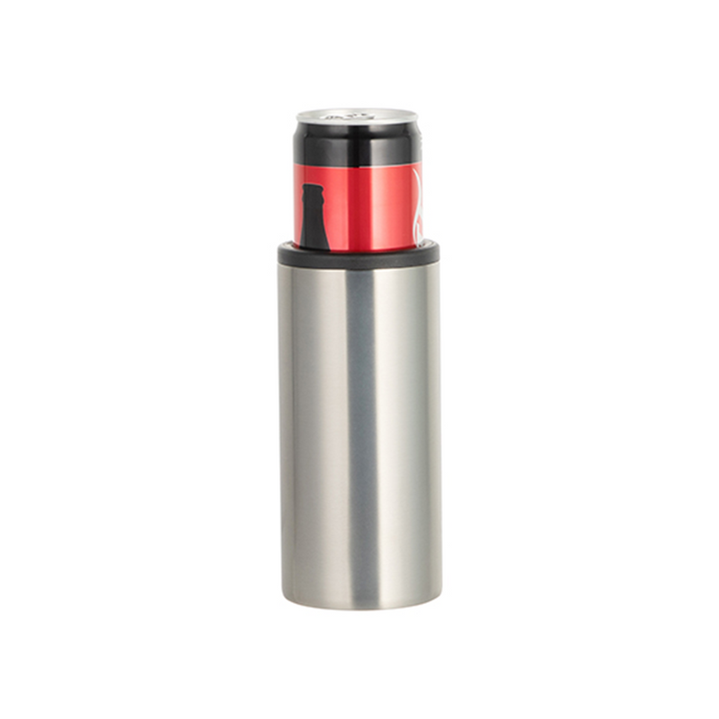 HPN SubliCraft Silver Sublimation Stainless Steel Can Cooler for Skinny 12 oz. Cans